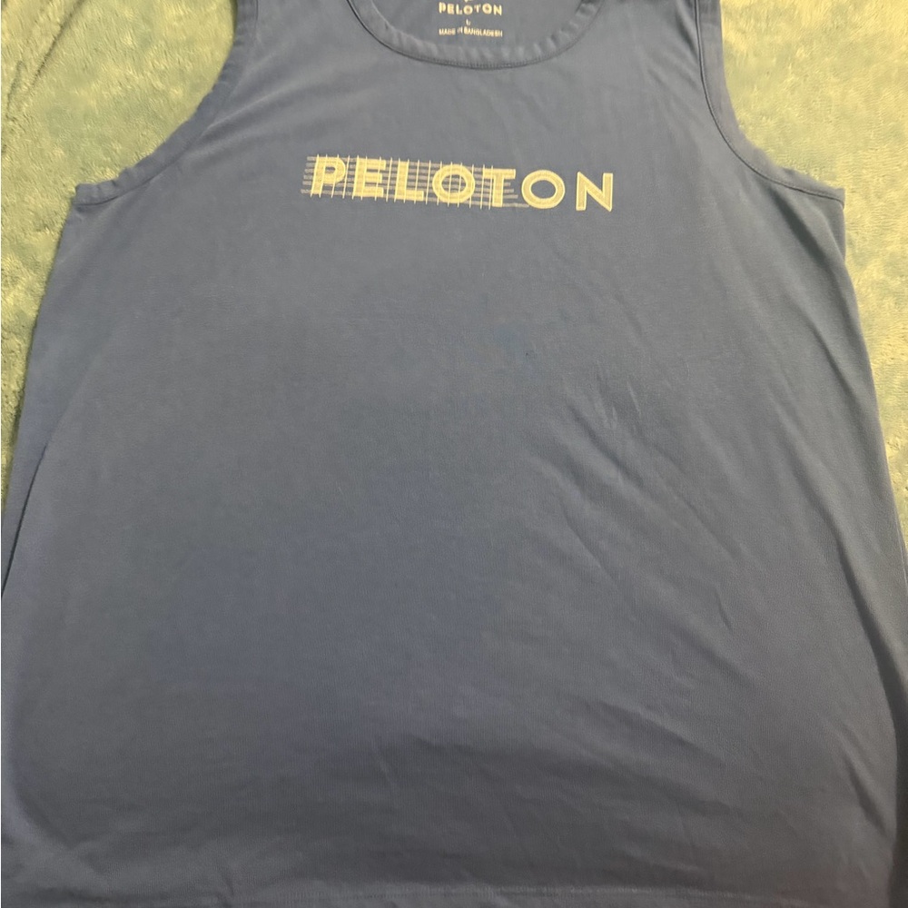 Peloton Navy Sleeveless Top with Yellow Logo